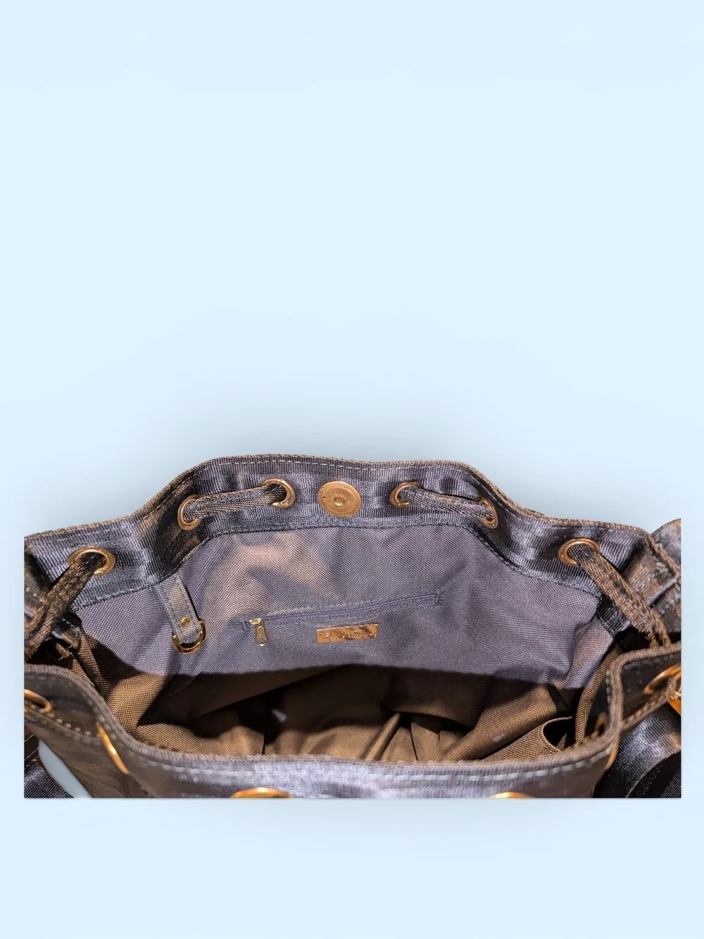 Black Seatbelt Drawstring Bucket Bag